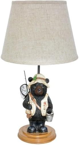 BLACK FOREST DECOR - Fisherman Bear Accent Lamp for Cabin, Living Room, Nightstand, Desk - Vintage Rustic Home Décor - 23" x 13.25" - Bloomnest