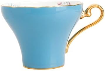 Aynsley Handpainting Colored Glaze Lily of the Valley Corset Fine Bone China English Tea Cup and Saucer Set, 6.1 oz (Turq) - Bloomnest