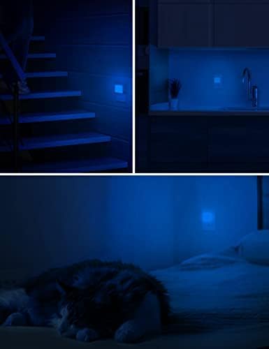 L LOHAS LED Blue Night Lights Plug into Wall 2-Pack, 0.3W Plug in Night Light, Dusk to Dawn, Bright Nightlight Auto-On/Off, for Adults Kids Room Bedroom Bathroom Hallway Kitchen, Non-Dim - Bloomnest