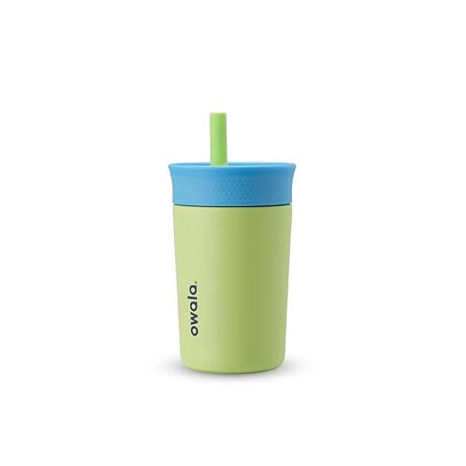 Owala Kids Insulation Stainless Steel Tumbler with Spill Resistant Flexible Straw, Easy to Clean, Kids Water Bottle, Great for Travel, Dishwasher Safe, 12 Oz, Blue and Light Green (Turtley Awesome) - Bloomnest