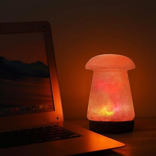 Himalayan Salt Lamp, USB Powered Color Changing Mushroom Shaped Lamp Unique Gift for Home Decore and Relaxation - Bloomnest