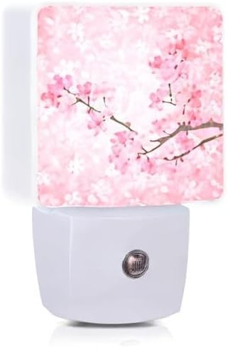 Cherry Blossoms Night Light,Spring Flower Night Lights Plug into Wall with Dusk to Dawn Light Sensors 0.5W Dim Night-Lights for Bedroom - Bloomnest