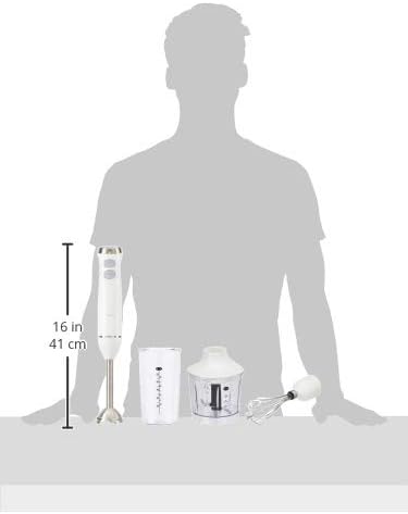 Amazon Basics 300W 4-In-1 Immersion Blender Handheld, Emulsion Blender With Blending Stick, Whisk, Chopper and Beaker, Continuous Speed Control And Turbo Mode, 5-ft Power Cord, White - Bloomnest