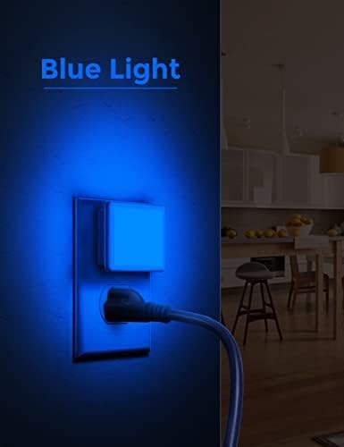 L LOHAS LED Blue Night Lights Plug into Wall 2-Pack, 0.3W Plug in Night Light, Dusk to Dawn, Bright Nightlight Auto-On/Off, for Adults Kids Room Bedroom Bathroom Hallway Kitchen, Non-Dim - Bloomnest