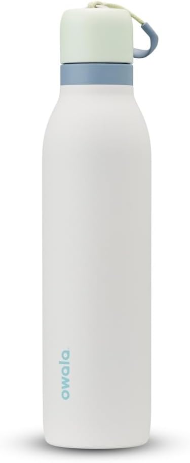 Owala FreeSip Twist Insulated Stainless Steel Water Bottle with Straw for Sports and Travel, BPA-Free, 24-oz, Green/White (Iced Breeze) Owala