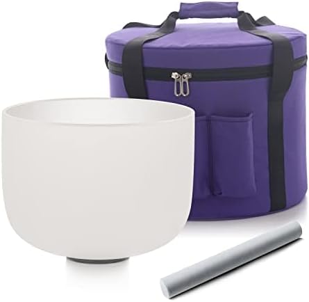 Hye-eun 8 Inch 432hz B Note Frosted Crystal Singing Bowl Crown Chakra for Sound Healing Meditation With Heavy Duty Carrying Case - Bloomnest