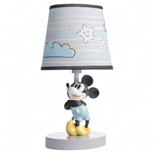Lambs & Ivy Disney Baby Moonlight Mickey Mouse Lamp with Shade & Bulb - Gray - Bloomnest