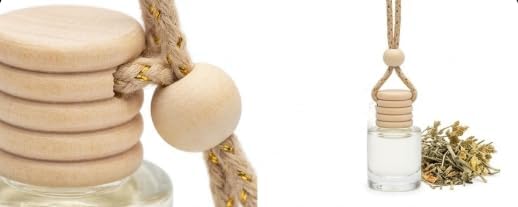 Hanging Car Air Diffuser - Glass and Wood Essential Oil Car Air Freshener - Long Lasting Rearview Mirror Scent - FyrBugg Apothecary, LLC - 10ml (A Day At The Spa) Bloomnest