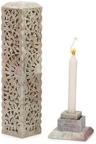 Carry Me Handmade Marble Soapstone Incense Stick Burner | Candle Stick Holder | Tea Light Burner - Perfect Floral Carving for Gifting. Decorative Home and Kitchen Decor (3 x 3 x 11 Inches) - Bloomnest