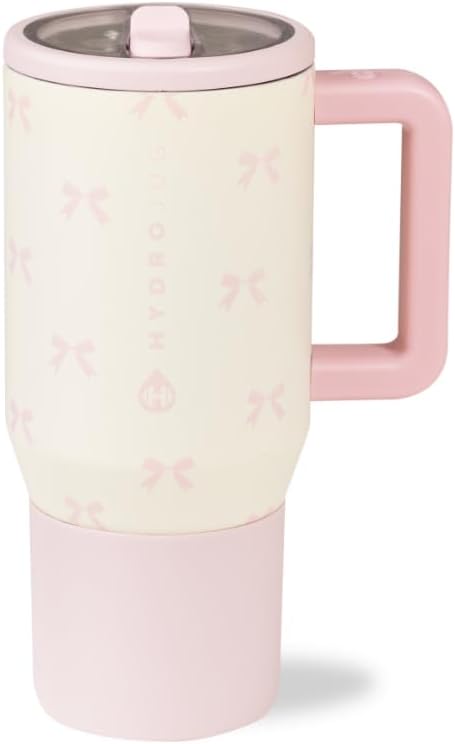 HydroJug Kids - 20 oz Insulated Kids Water Bottle with Flip Straw & Handle | Leak-Proof & Durable | Perfect for School, Sports, Lunch, Travel & Camp, Bows - Bloomnest