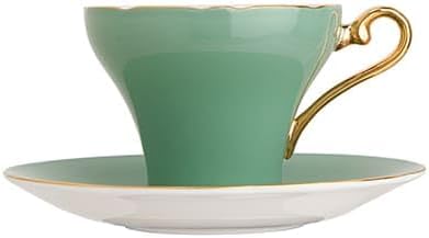 Aynsley Handpainting Colored Glaze Lily of the Valley Corset Fine Bone China English Tea Cup and Saucer Set, 6.1 oz (Green) - Bloomnest
