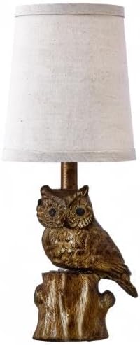 14.25" Small Table Lamp for Living Room Farmhouse Bedside Resin Single Lamp with Gold Owl Lamp Shape for Bedroom Retro Rustic Nightstand Lamp - Bloomnest