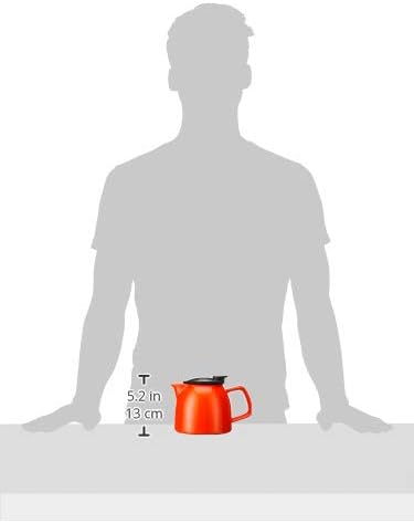 FORLIFE Bell Ceramic Teapot with Basket Infuser, 26-Ounce/770ml, Carrot - Bloomnest