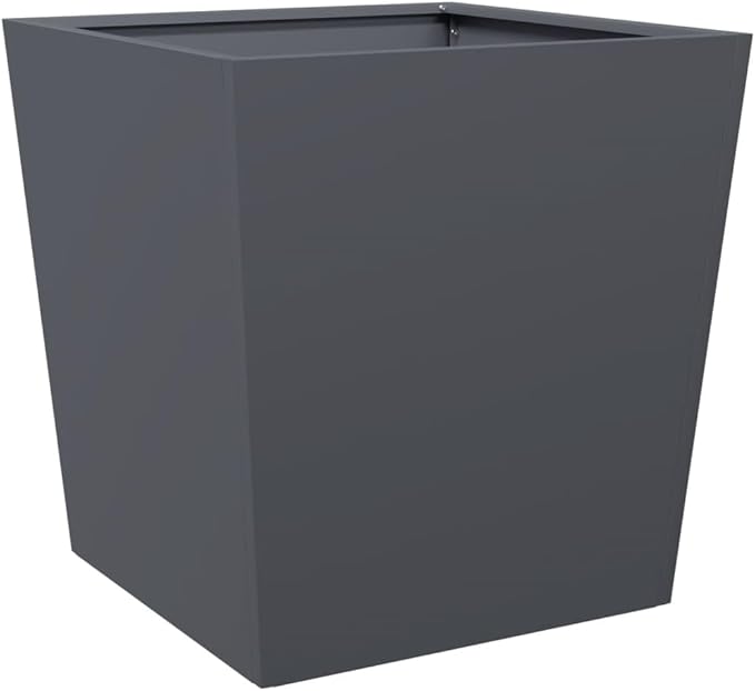 Garden Planter Anthracite, Spacious, Metal Steel Planter Box, Freestanding Planter for Flower Vegetable Fruit Herb, Modern, Square, Large, 19.7"x19.7"x19.7" - Bloomnest