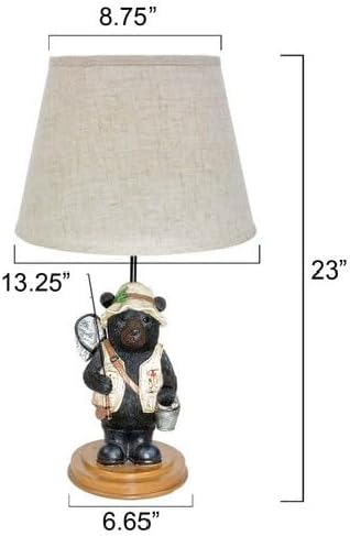 BLACK FOREST DECOR - Fisherman Bear Accent Lamp for Cabin, Living Room, Nightstand, Desk - Vintage Rustic Home Décor - 23" x 13.25" - Bloomnest