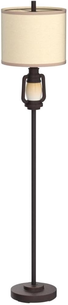 Floor Lamp for Living Room Vintage Standing Lamp with Linen Fabric Hardback Shade Industrial Tall Lamp With Night Light Decor for Living Room, Bedroom,Study, Home Office (Bulb Included) - Bloomnest