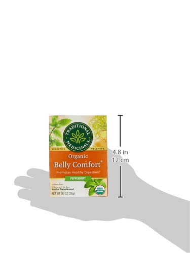 Traditional Medicinals Organic Belly Comfort Peppermint Herbal Tea, Promotes Healthy Digestion, (Pack of 3) - 16 Tea Bags - Bloomnest