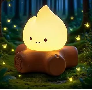 Cute Fake Campfire Lamp, Rechargeable Night Light with Flickering Candle Mode, Portable Mood Lighting for Bedroom Decor, Desk Accessories, Camping & Gifts (Basic Version) - Bloomnest