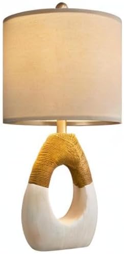 OYEARS 19” Boho Table Lamps Bedroom Living Room,Suitable for Small Space,Farmhouse Rattan Lamp Rustic Egg Design Resin Nightstand Bedside Lamps for Bedroom Living Room Office Study Rest Decor - Bloomnest