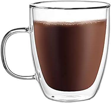 CNGLASS Large Double Wall Glass Coffee Mug 17 oz,Insulated Glass Coffee Cups with Handle,Set of 1 - Bloomnest