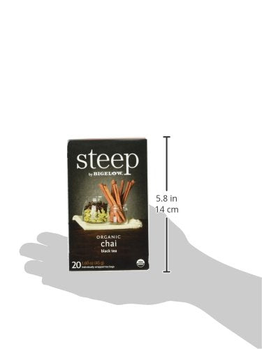 Steep by Bigelow Organic Chai 20 Count Organic Caffeinated Individual Black Tea Bags, for Hot Tea or Iced Tea, Drink Plain or Sweetened with Honey or Sugar - Bloomnest