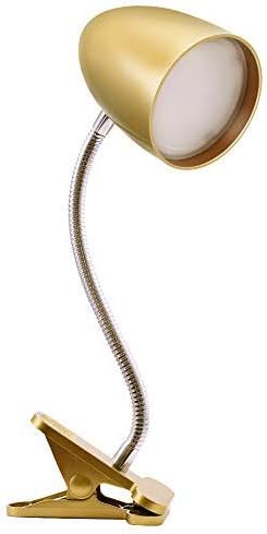 Energetic Clip on Lamp for Bed, Non-Dimmable Reading Light for Bed and Desk, 4000K Cool White, 3.5W 240 LM Flexible Gooseneck lamp, Eye Protection, ETL Listed, Gold - Bloomnest