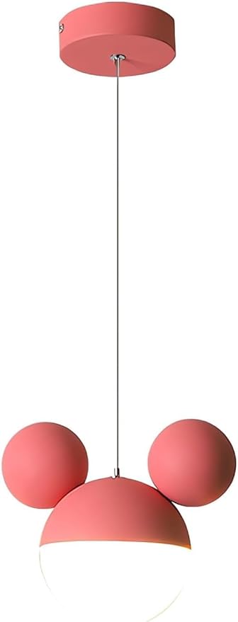 Cartoon Mouse Pendant Lighting for Kitchen Island, Creative Personality Iron Chandelier ，Pink Children's Bedroom Adjustable Cord Ceiling Lamp Shade Hanging Lights for Cafe Dining Room Bedroom (Pink) - Bloomnest
