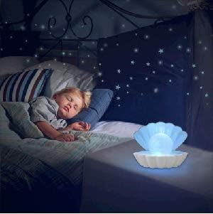 Shell Pearl Beach Themed Night Light, RGB 8 Colors Changing Mood Shell Pearl Lamps, Bedside LED Clamshell Portable Night Lights for Bar (White) - Bloomnest
