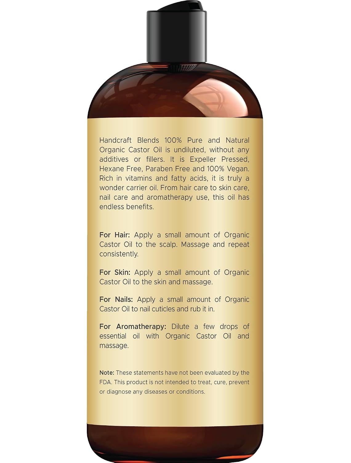Handcraft Blends Organic Castor Oil – 16 fl oz | Pure, Cold-Pressed & Hexane-Free