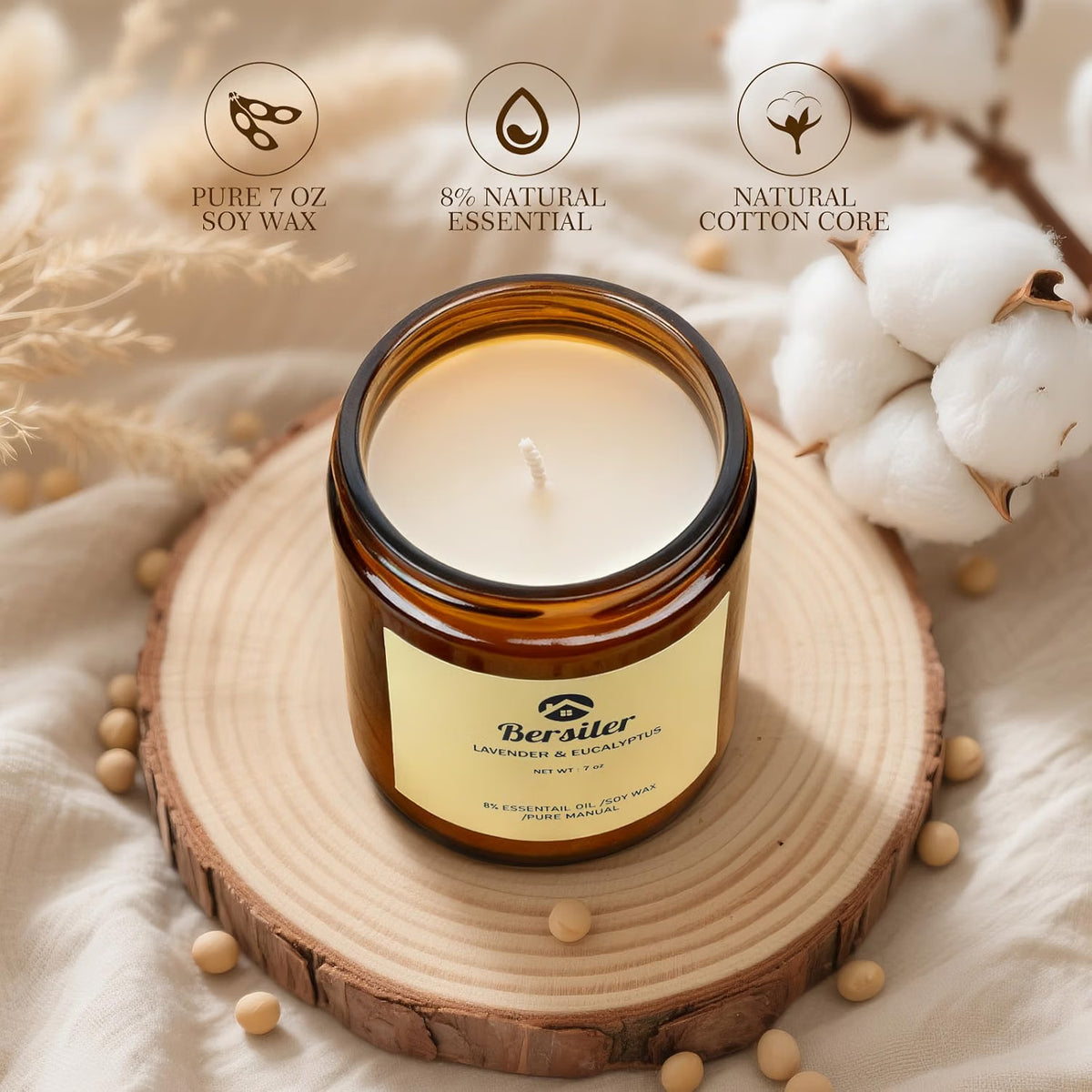 Scented Candles, Lavender Eucalyptus Candles, Non Toxic Soy Candle