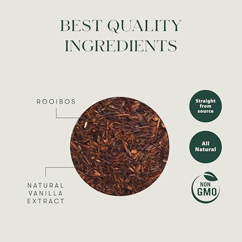 Luxmi Estates Rooibos Vanilla Organic Rooibos Tea (50 Tea Bags) Caffeine Free Tea Bags For Relaxing, Calming, and Stress Relief, With Certified Organic Herbal Tea - Bloomnest