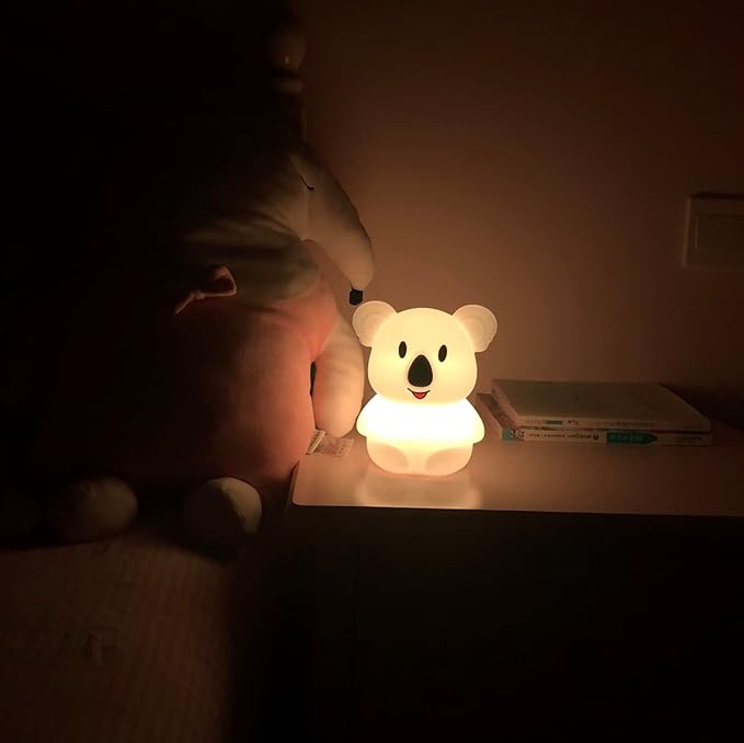 Koala Night Light for Kids Silicone Bedside Bedroom Lighting, Baby Nursery Light Sleeping NightLights, Color Changing Lamps - Eye Caring, Adjustable Brightness & Color, Time Setting - Medium - Bloomnest
