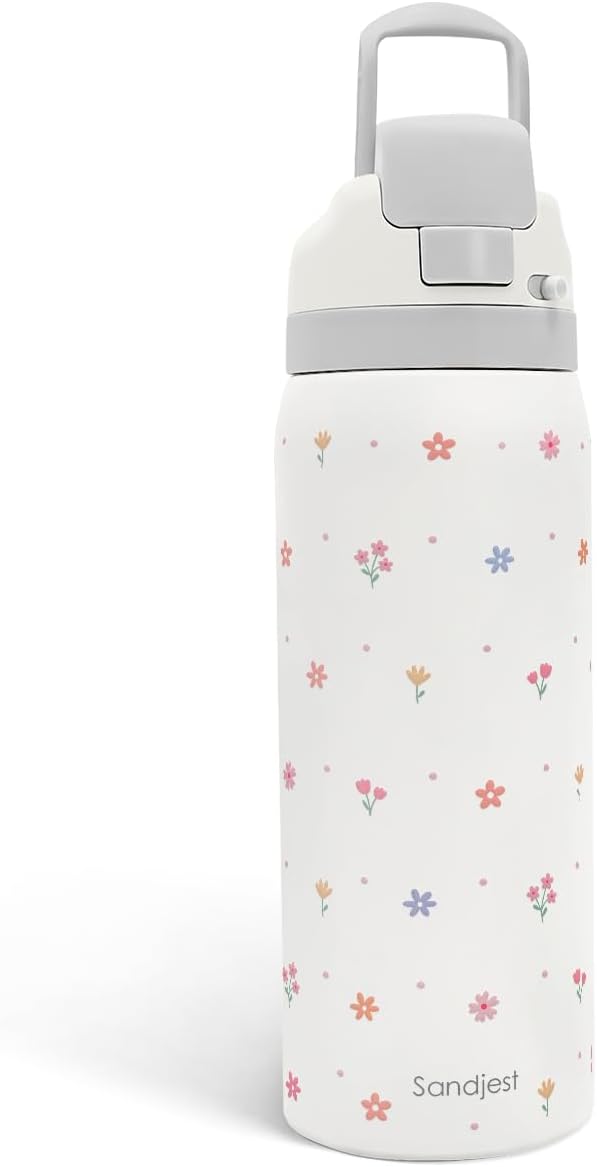 Floral Insulated Stainless Steel Water Bottle with Straw for Sports and Travel, 32oz, Gifts for Women Girls Friends Teens Birthday Christmas - Bloomnest
