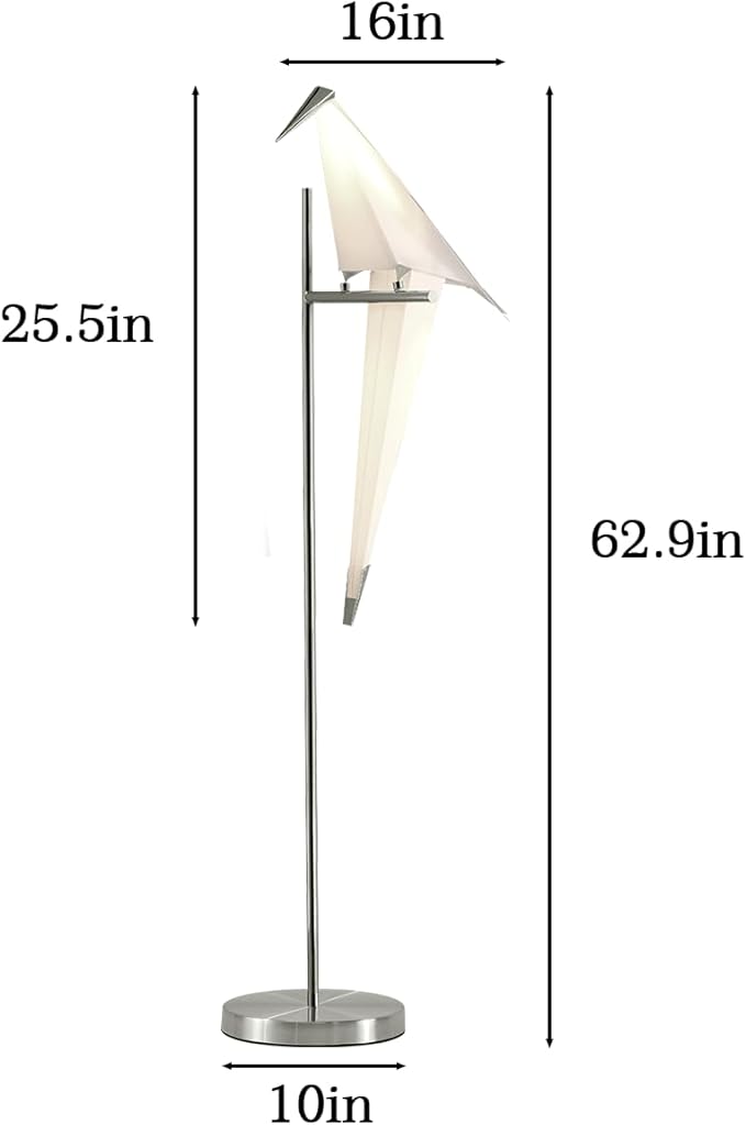 62-Inch Modern LED Bird Floor Lamp for Living Room, Modern Silver Standing Lamp with Bird Shade Floor Light Metal Fixtures for Bedroom Office - Bloomnest