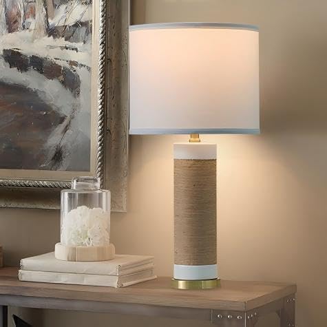 25.75” Rattan Ceramic Lamps for Living Room Set of 2, Farmhouse Table Lamp for Nightstand, White Lamps Set of 2 for Bedroom, Boho Ceramic Table Lamp for End Table - Bloomnest
