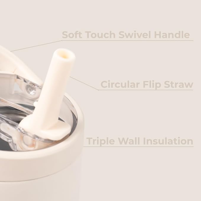 HydroJug Sport - Stainless Steel Tumbler with Straw, Vacuum Insulated, 20oz Leakproof Water Bottle, Ergonomic Design, Reusable, Dishwasher Safe, Rubber Base, Durable for Gym or Outdoors, Cream