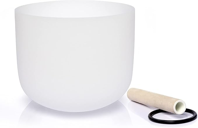 TERRITORY E Note Solar Plexus Chakra Quartz Frosted Crystal Singing Bowl 8 inch - Bloomnest