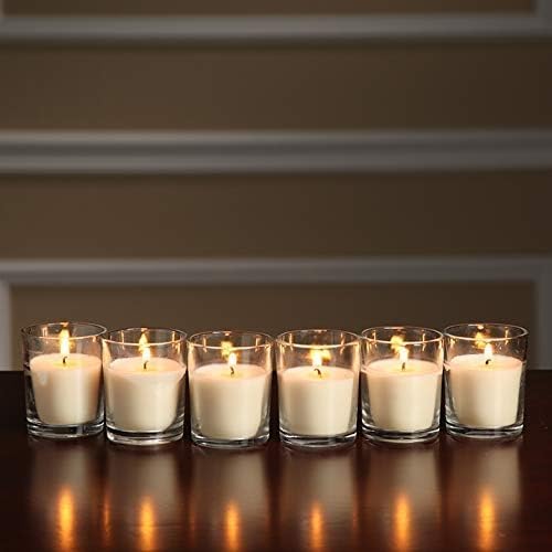 48 Pack White Unscented Clear Glass Filled Votive Candles. Hand Poured Wax Candle Ideal Gifts for Home Décor Parties Weddings Holidays and Meditation (White) - Bloomnest