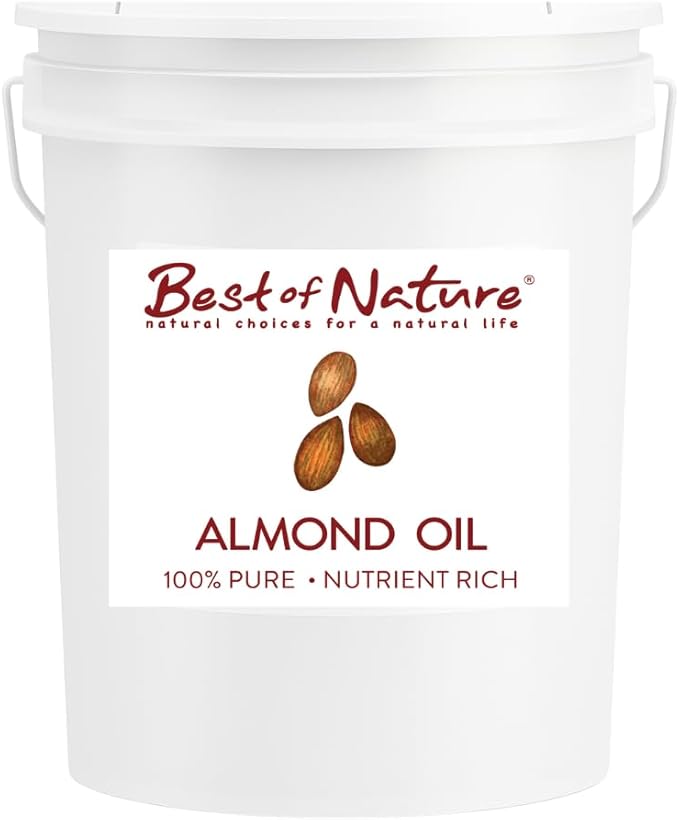 Best of Nature 100% Pure Sweet Almond Oil – Moisturizing Massage & Body Oil, Unscented for Hair, Skin, Face, Soap Making, Aromatherapy, Ideal Carrier for Essential Oils, 5 Gallon Pail (640 fl oz) - Bloomnest