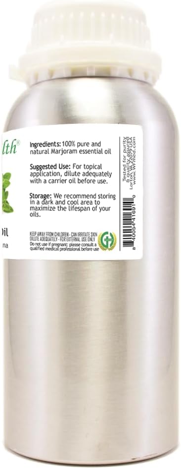 Marjoram Essential Oil – 16 fl oz (473 ml) Aluminum Bottle w/Plug Cap – 100% Pure Essential Oil – GreenHealth - Bloomnest