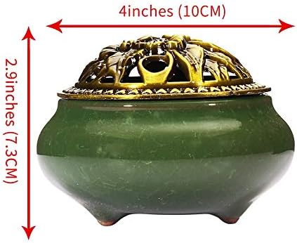 Incense Burner and Cone Incense Holder with Calabash Incense Stick Holder Ceramic Ash Catcher,Green - Bloomnest