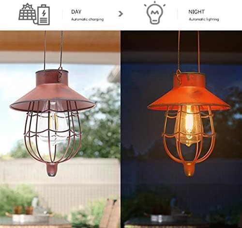 YAKii 6 Pack Solar Lantern Hanging Waterproof Outdoor Metal Solar Lamp with Warm White Light Decorate for Yard Garden Pathway Patio Porch (Red) - Bloomnest