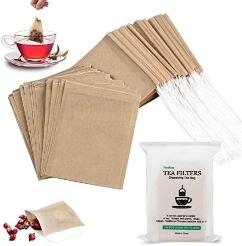 300Pcs Disposable Tea Bags for Loose Leaf Tea, Empty Tea Bags for Loose Tea, 100% Natural Wood Pulp Paper Material, Unbleached Tea Filter Bags with Drawstring - Bloomnest