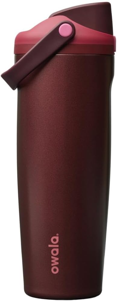 Owala FreeSip Sway Insulated Stainless Steel Water Bottle with Two-Way Spout, Built-In Straw and Bucket Handle, Made for Travel, School, and Sports, 30oz, BPA Free, Leak Proof, Black Cherry Owala