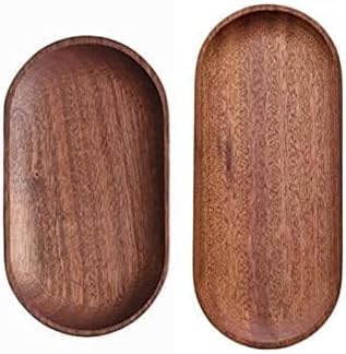 2 Pack Solid Wood Serving Platters and Trays of Natural Wood with Edge,Rectangular Avoid Sliding and Spilling Food (Walnut Trays x 2Pack) - Bloomnest