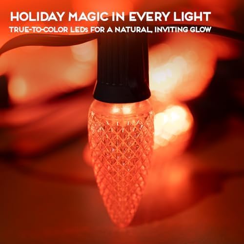 HLO Lighting Set of 25 Orange C9 Faceted LED Christmas Light Bulbs for Indoor & Outdoor Use | Durable Replacement Bulbs - Bloomnest