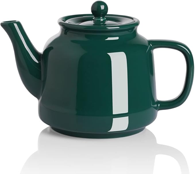 Sweejar 35 oz Porcelain Tea Pot, Teapot with Removable 18/8 Stainless Steel Infuser, Microwave & Dishwasher Safe Tea Maker, Tea Infuser Pots for Blooming loose Leaf Tea,Chrismas Women Gift (Jade) - Bloomnest