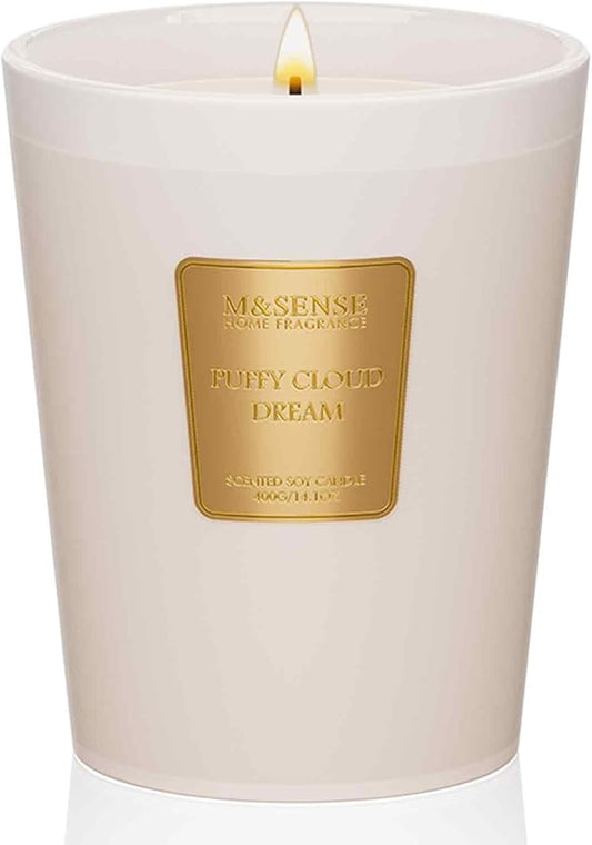 M&SENSE Puffy Cloud Dream Scented Candle Home Decor, Natural Soy Wax,14.1oz 60 Hours Long Lasting Slow Burning, Aromatherapy Fall Winter Candle for Stress Relief - Bloomnest