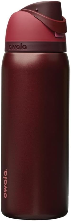 Owala FreeSip Insulated Stainless Steel Water Bottle with Straw, BPA-Free Sports Water Bottle, Great for Travel, 32 Oz, Black Cherry Owala