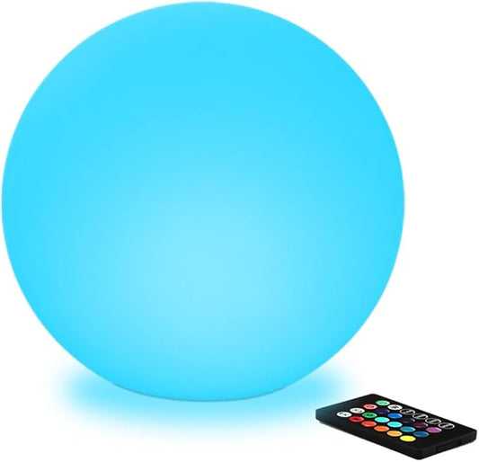 12-in LED Globe Orb Lamp, Dimmable RGB Color Changing Glowing Orb Lights Rechargeable Glowing LED Ball Light w/Remote, Waterproof Outdoor Globe Light Soothing Mood Lamp for Bedroom Garden Patio Decor - Bloomnest